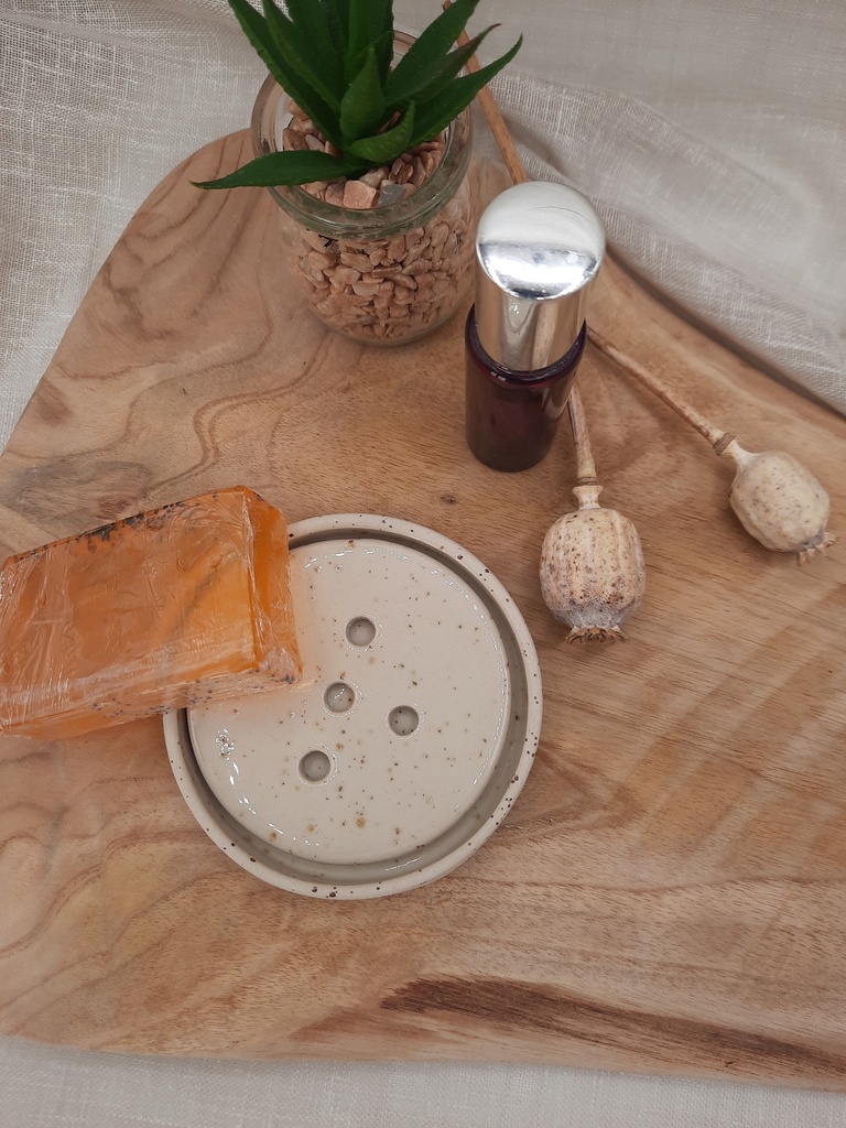 Porte savon rond moucheté naturel