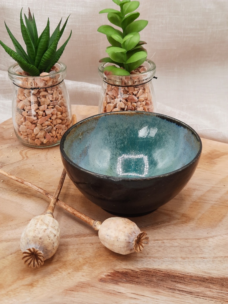 Petit bol noir-bleu lagon