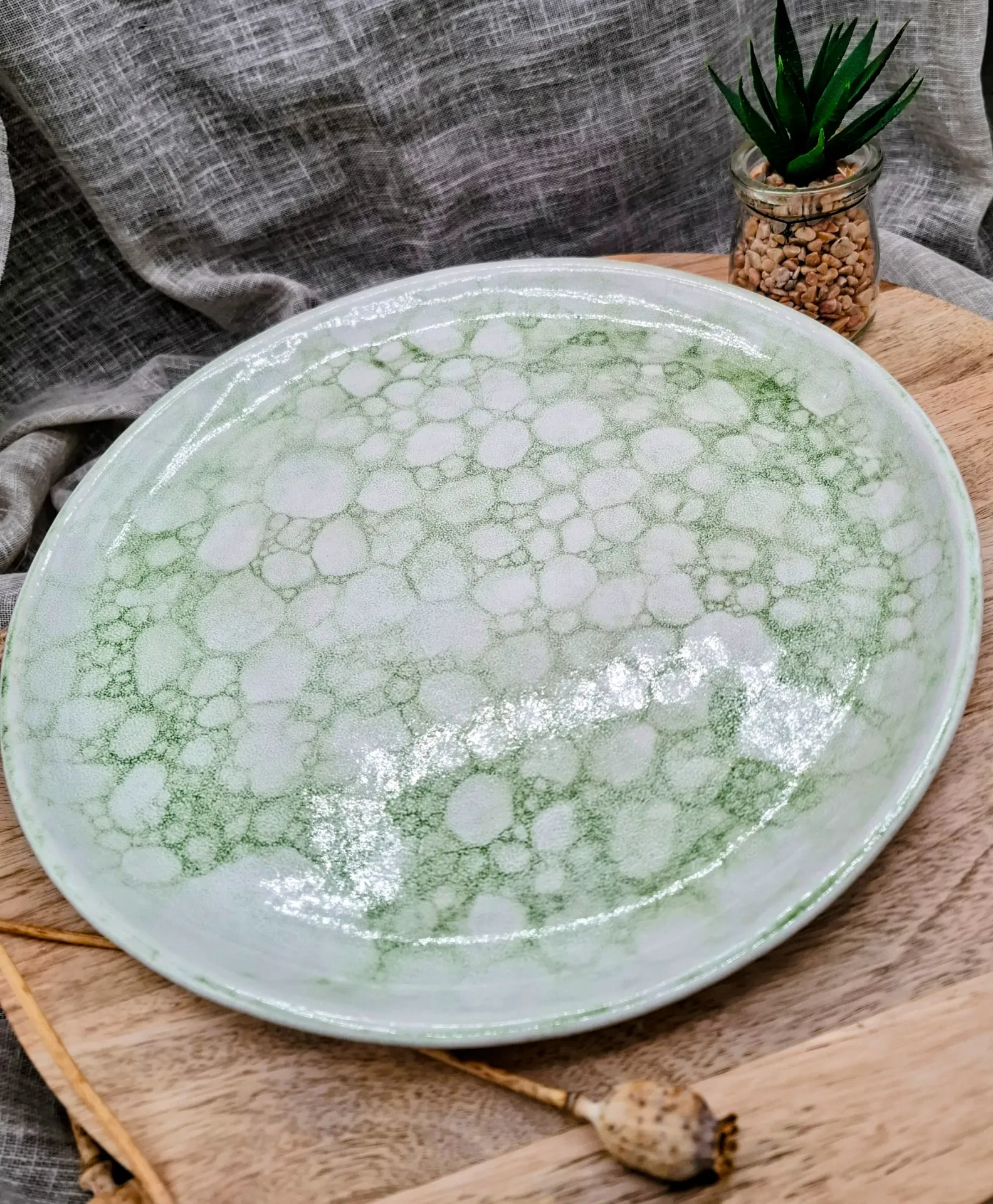 ASSIETTE PLATE GRANDE BELLA TOURNE DFS bulle verte 28cm