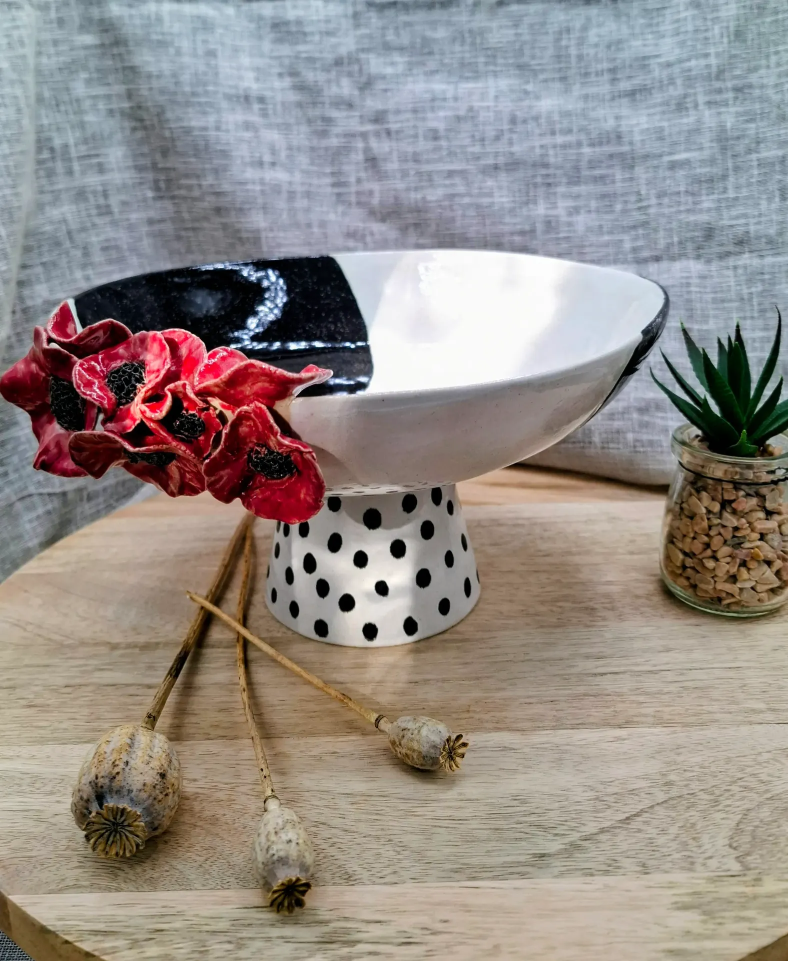 SALADIER PIED COQUELICOT DFS blanc noir rouge