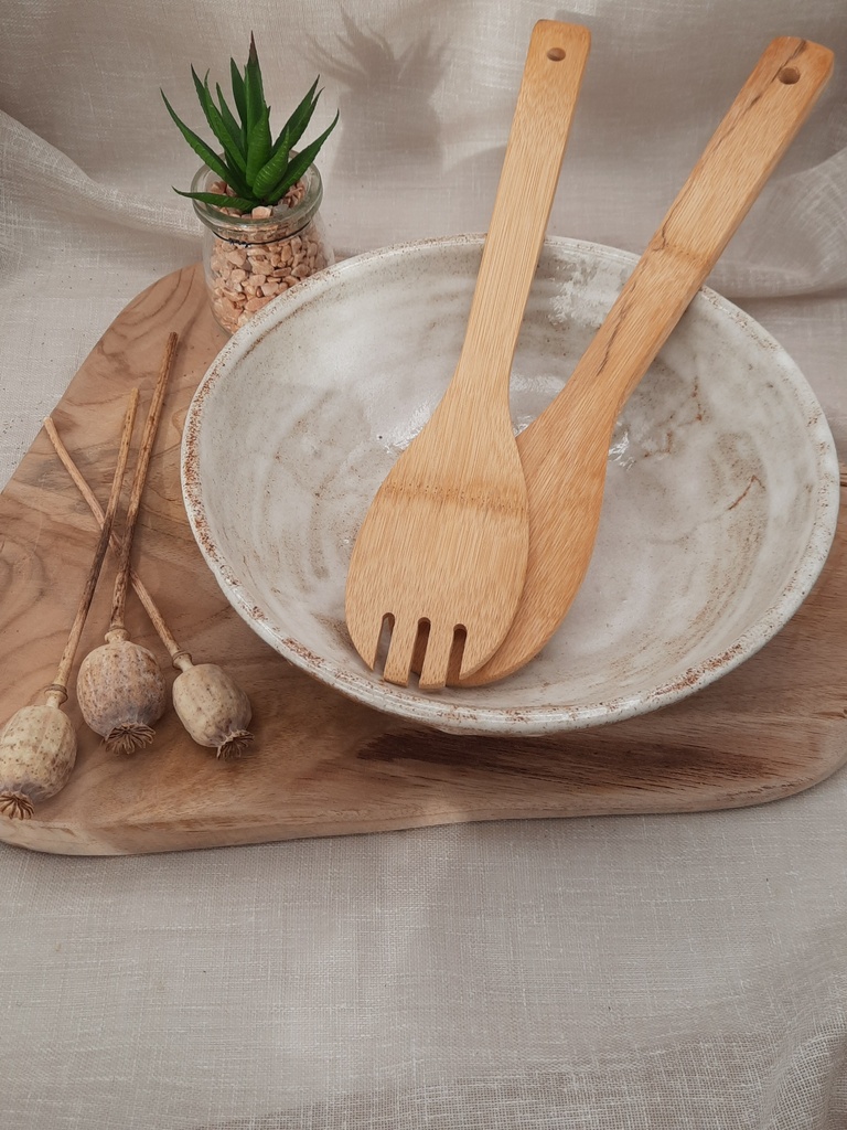 Petit saladier beige-blanc