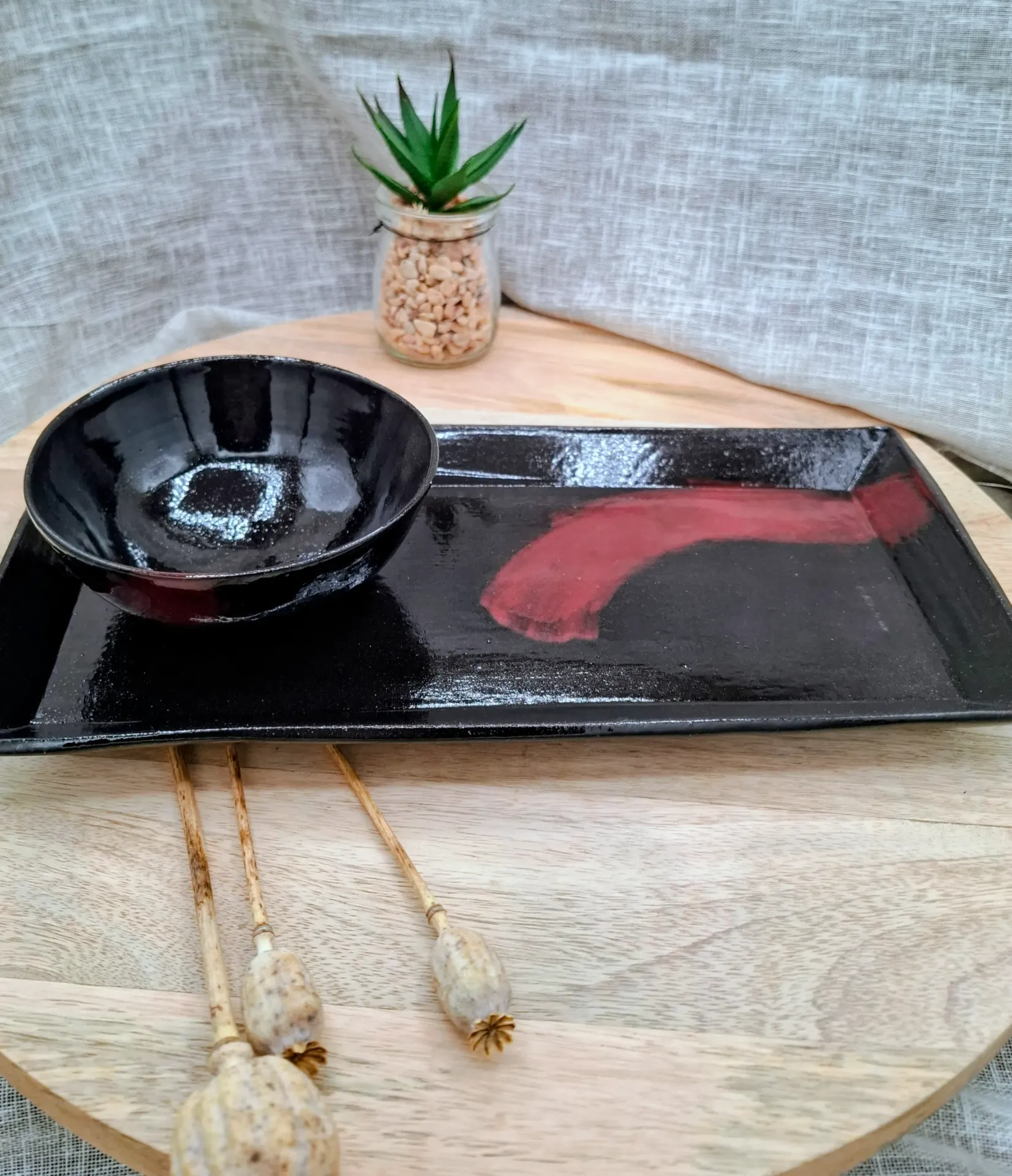 SERVICE SUSHI RECTANGLE NIGRA ROUGE transparent