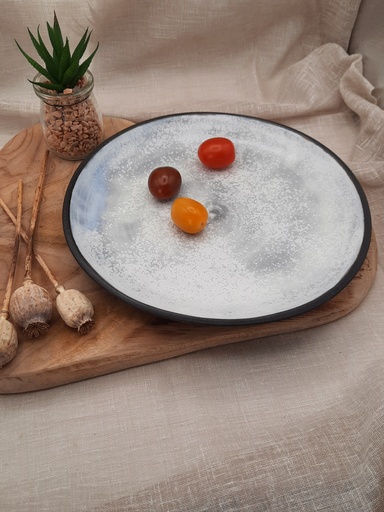 Assiette noir-bleu moucheté